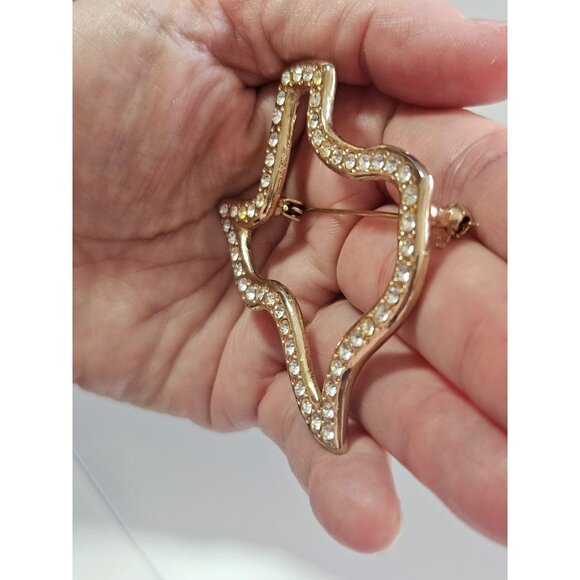 **Last Chance!! Final Sale** Vintage gold tone rhinestone Texas brooch - Picture 2 of 9